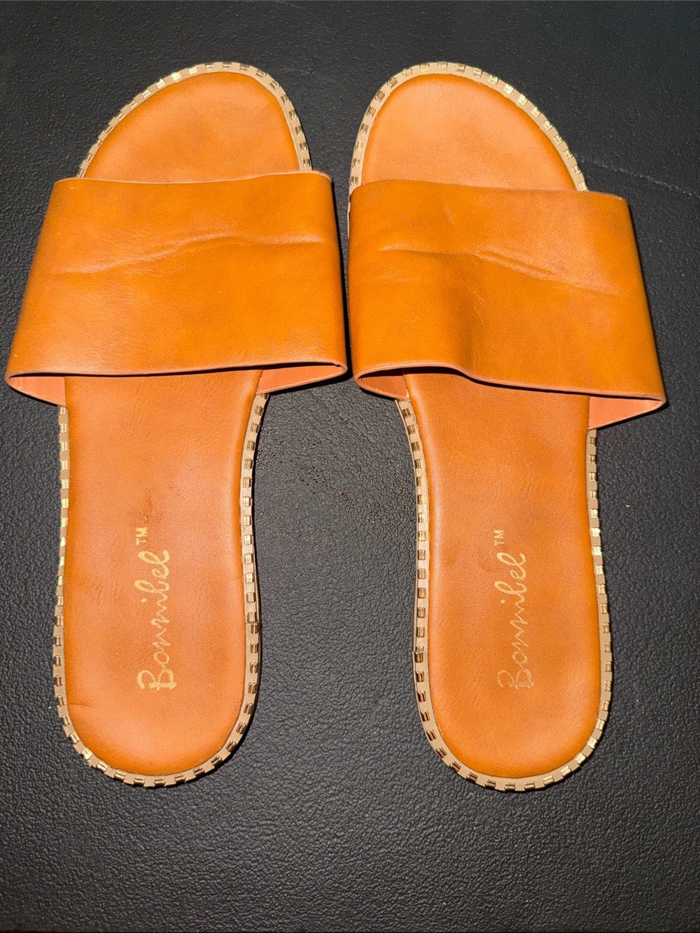 Bonnibel Women's Cognac Orange Slide Sandals
